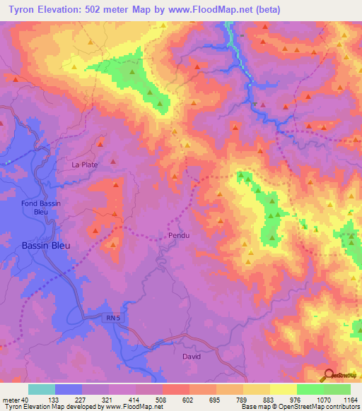 Tyron,Haiti Elevation Map