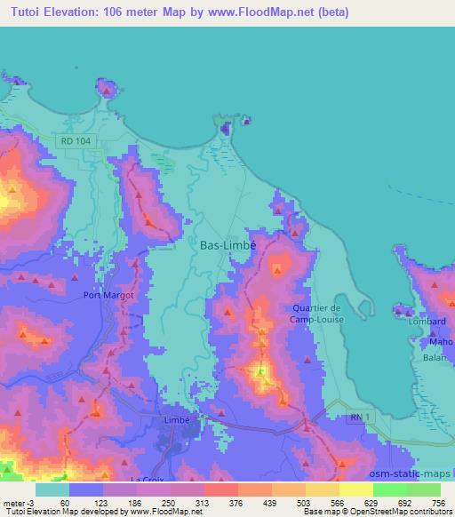 Tutoi,Haiti Elevation Map