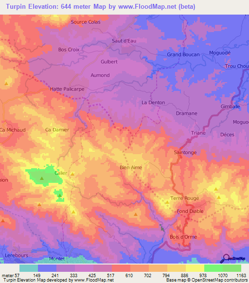 Turpin,Haiti Elevation Map