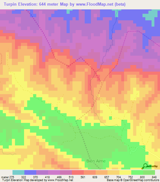 Turpin,Haiti Elevation Map