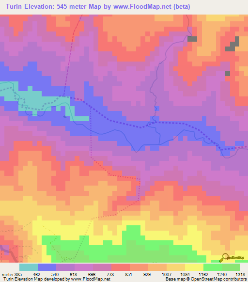 Turin,Haiti Elevation Map