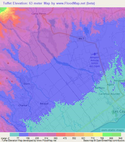 Tuffet,Haiti Elevation Map