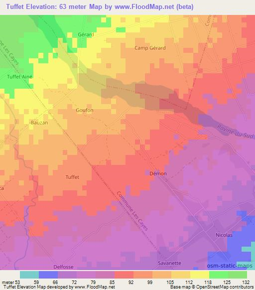 Tuffet,Haiti Elevation Map