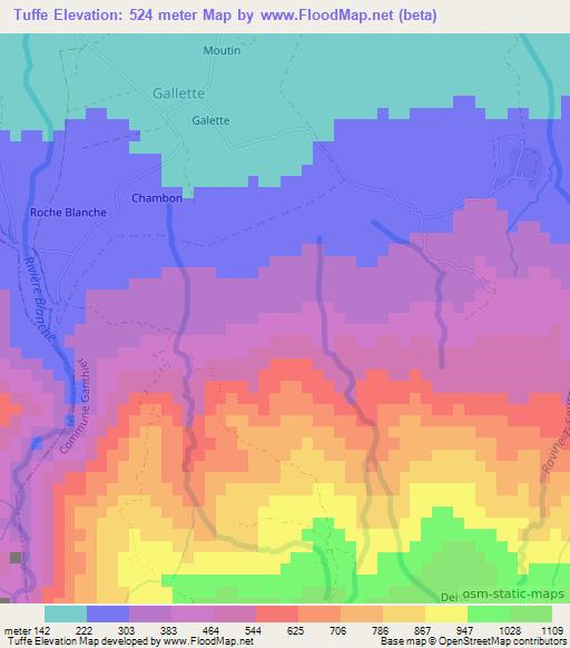 Tuffe,Haiti Elevation Map