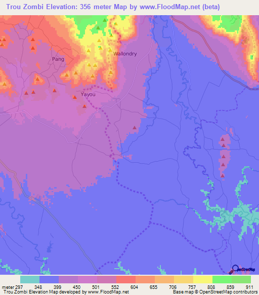 Trou Zombi,Haiti Elevation Map