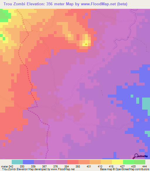 Trou Zombi,Haiti Elevation Map