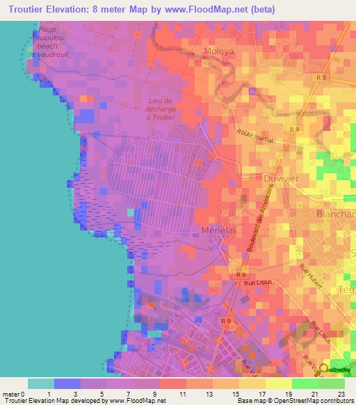 Troutier,Haiti Elevation Map