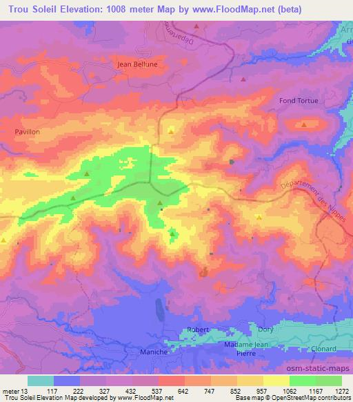 Trou Soleil,Haiti Elevation Map