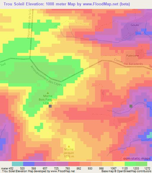 Trou Soleil,Haiti Elevation Map