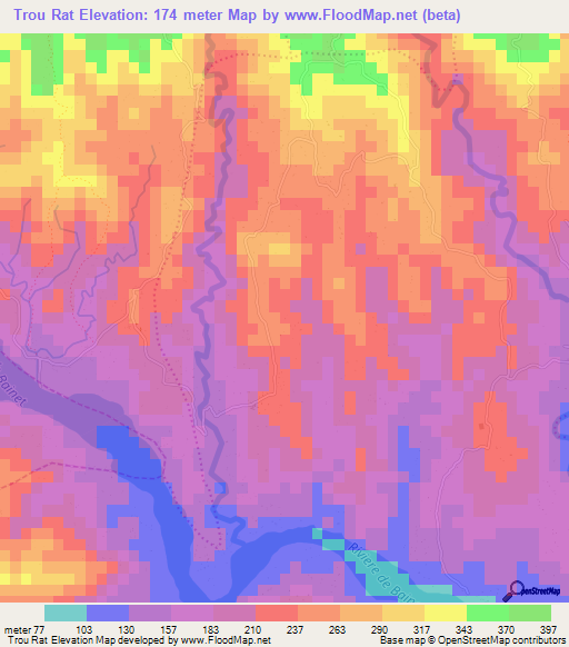 Trou Rat,Haiti Elevation Map