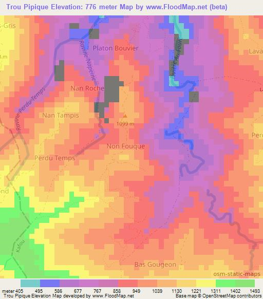 Trou Pipique,Haiti Elevation Map
