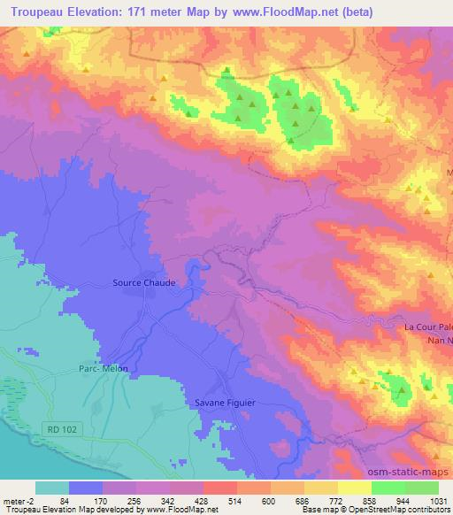 Troupeau,Haiti Elevation Map