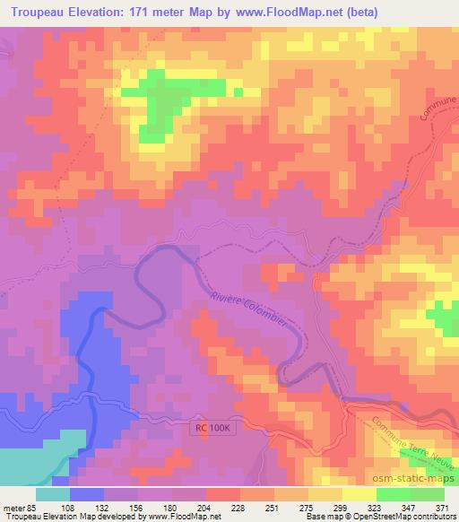 Troupeau,Haiti Elevation Map