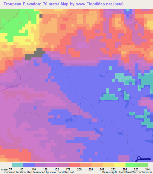 Troupeau,Haiti Elevation Map