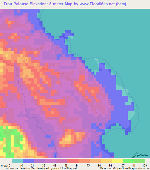 Trou Palouse,Haiti Elevation Map