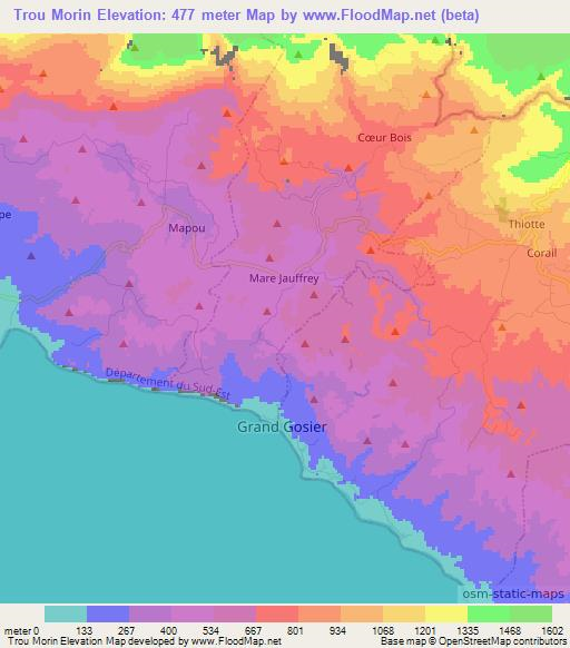 Trou Morin,Haiti Elevation Map