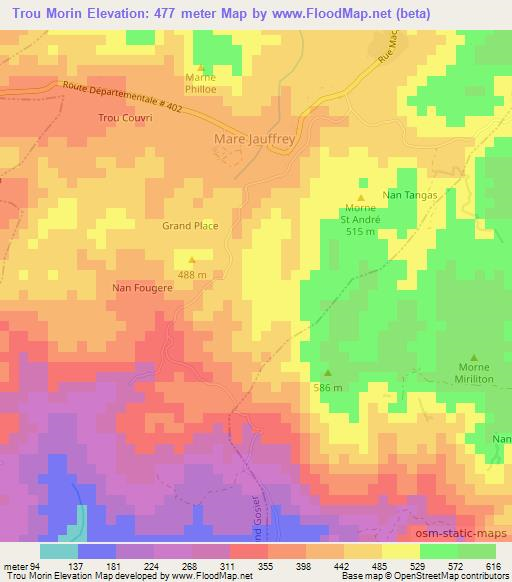 Trou Morin,Haiti Elevation Map