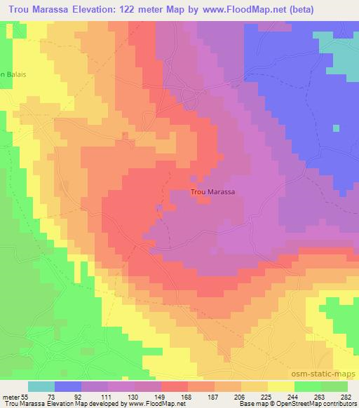 Trou Marassa,Haiti Elevation Map