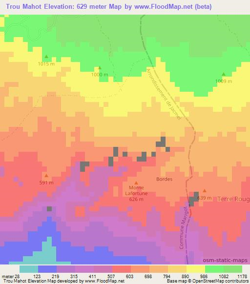 Trou Mahot,Haiti Elevation Map