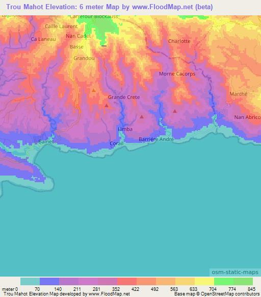 Trou Mahot,Haiti Elevation Map