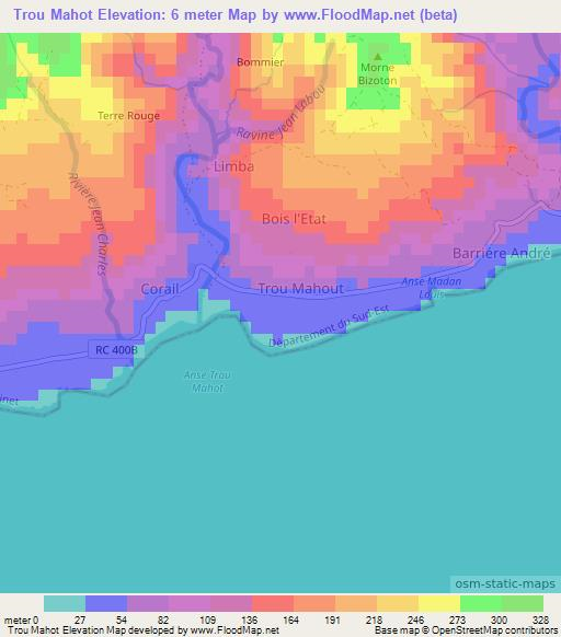 Trou Mahot,Haiti Elevation Map