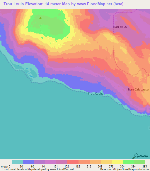 Trou Louis,Haiti Elevation Map