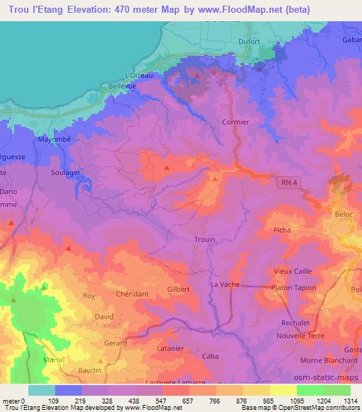 Trou l'Etang,Haiti Elevation Map