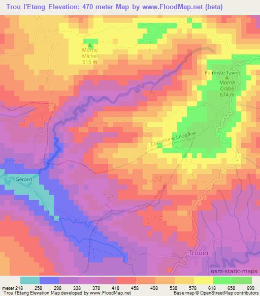 Trou l'Etang,Haiti Elevation Map