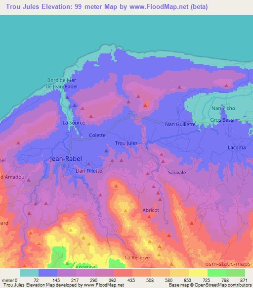 Trou Jules,Haiti Elevation Map