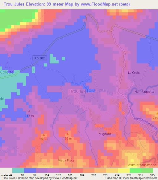 Trou Jules,Haiti Elevation Map