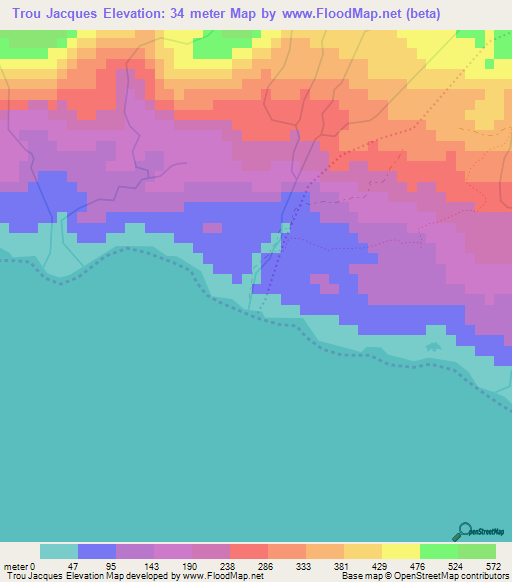 Trou Jacques,Haiti Elevation Map