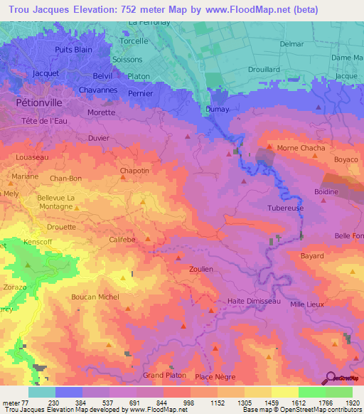 Trou Jacques,Haiti Elevation Map