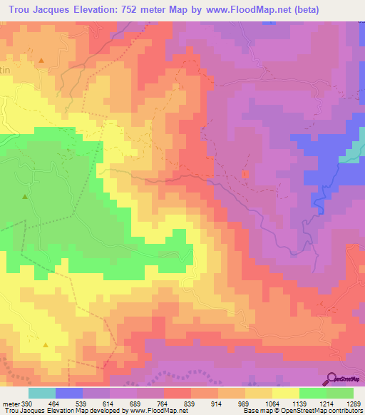 Trou Jacques,Haiti Elevation Map