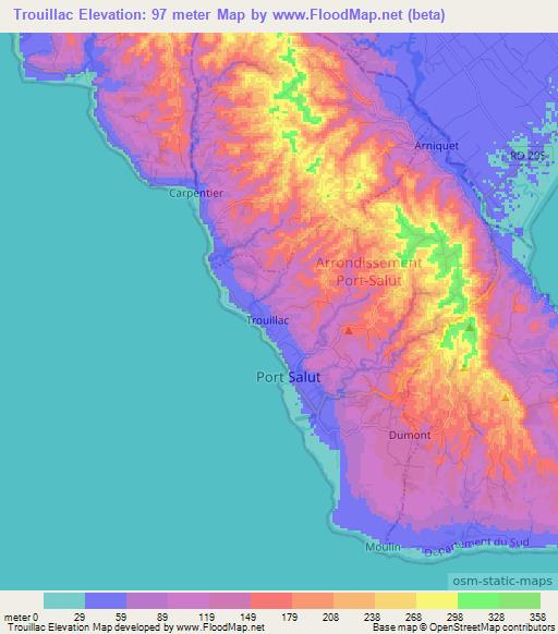 Trouillac,Haiti Elevation Map