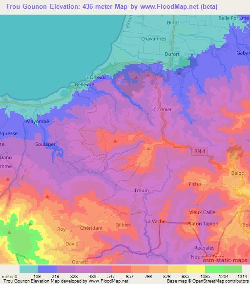 Trou Gounon,Haiti Elevation Map