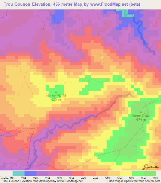 Trou Gounon,Haiti Elevation Map