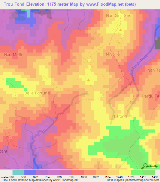 Trou Fond,Haiti Elevation Map