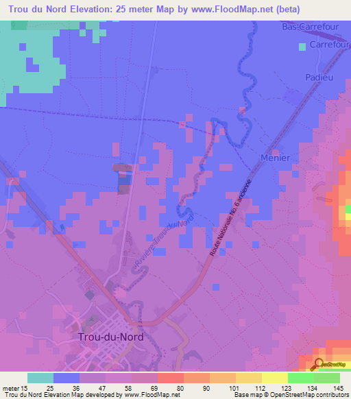 Trou du Nord,Haiti Elevation Map