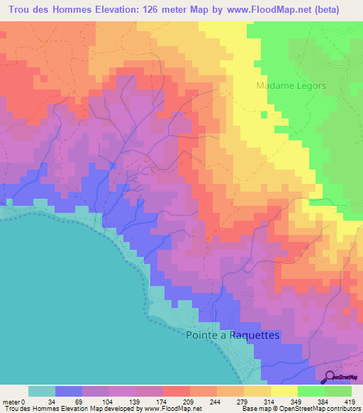 Trou des Hommes,Haiti Elevation Map