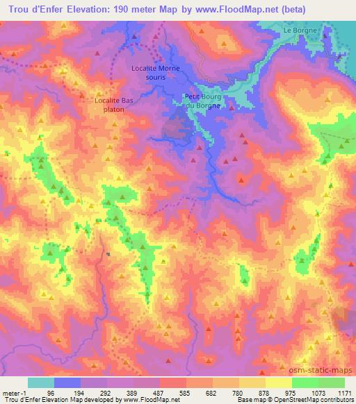 Trou d'Enfer,Haiti Elevation Map