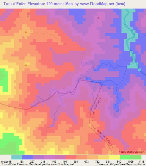 Trou d'Enfer,Haiti Elevation Map