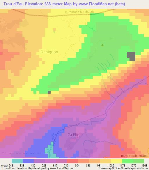 Trou d'Eau,Haiti Elevation Map