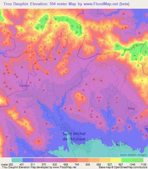 Trou Dauphin,Haiti Elevation Map