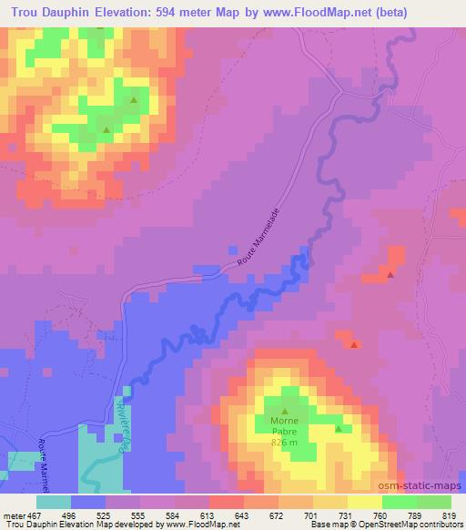 Trou Dauphin,Haiti Elevation Map