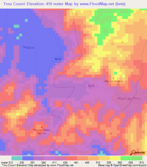 Trou Couvri,Haiti Elevation Map