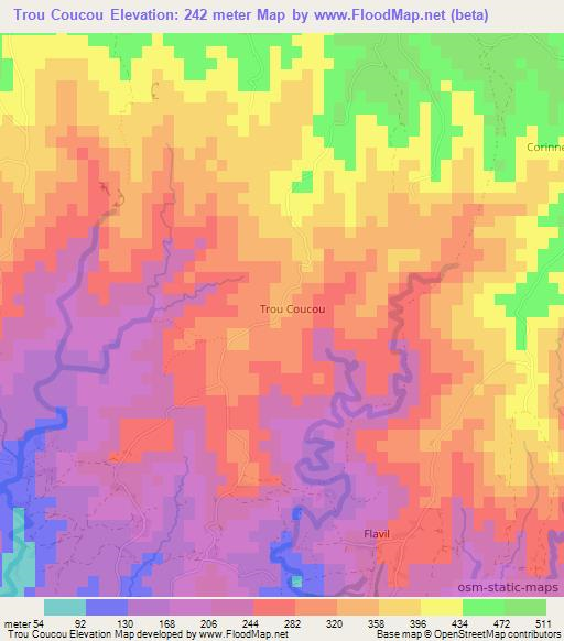 Trou Coucou,Haiti Elevation Map