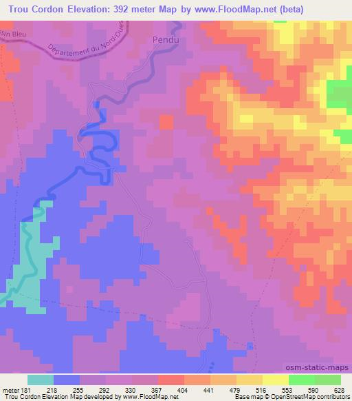 Trou Cordon,Haiti Elevation Map