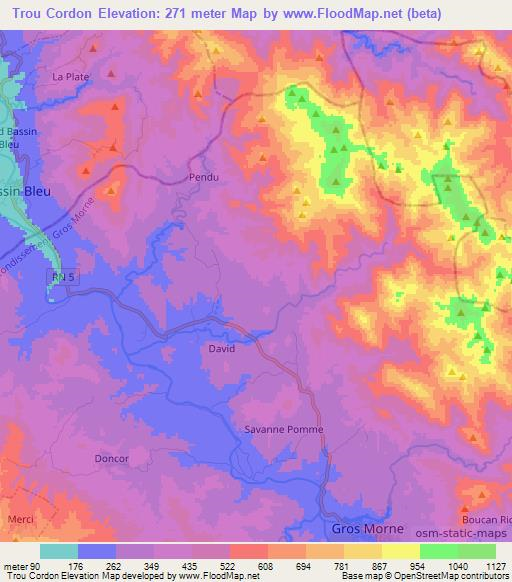 Trou Cordon,Haiti Elevation Map