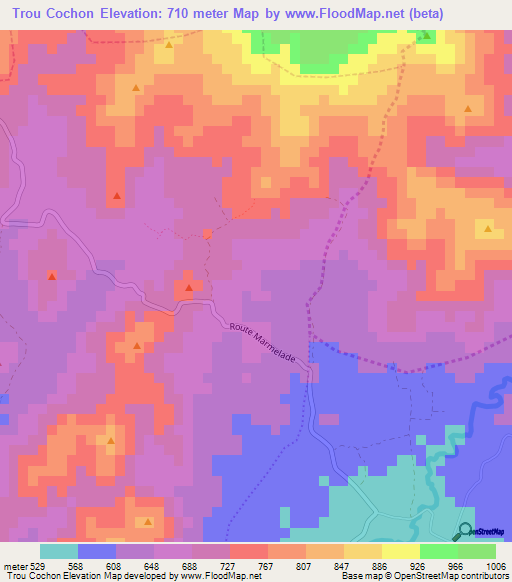 Trou Cochon,Haiti Elevation Map