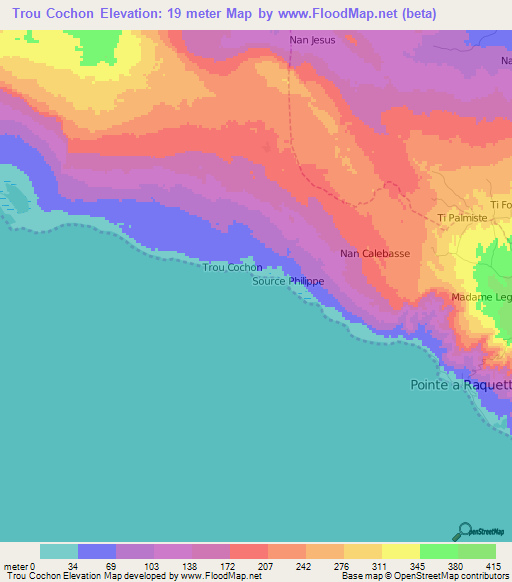 Trou Cochon,Haiti Elevation Map